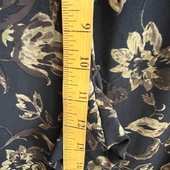 Susan Graver Green Floral Pants Liquid Knit Wide Leg Pull On Boho Coastal Medium - Picture 4 of 7